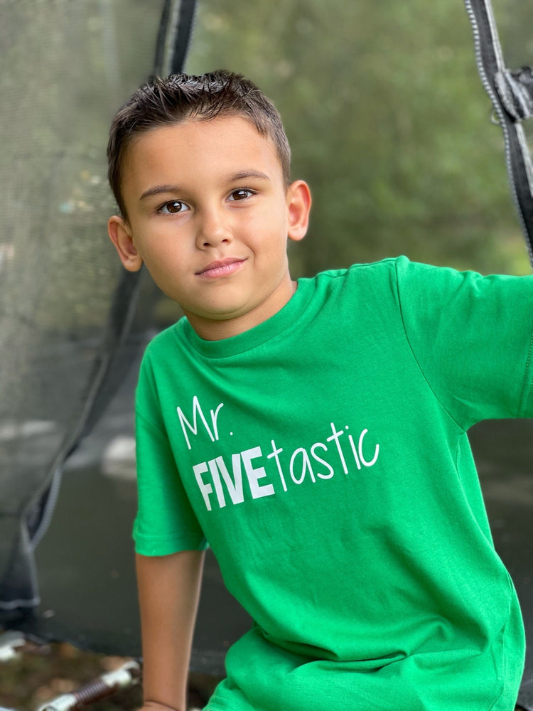 Mr FIVEtastic - 5th Birthday shirt - Name on back - birthday shirt - birthday boy
