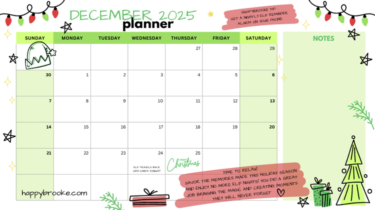 December 2025 Elf Planner - FREE Digital Download