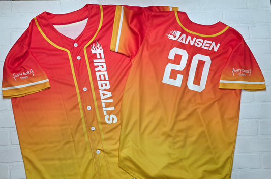 Fireballs Fan Jersey - Match your player!  *Pay special attention to the size chart*