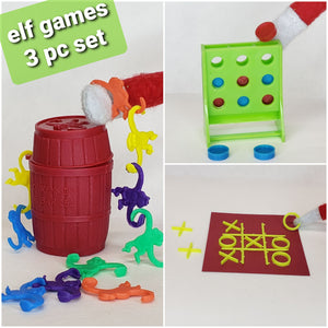 Elf Games - monkey barrel, connect 3, tic tac toe - elf size